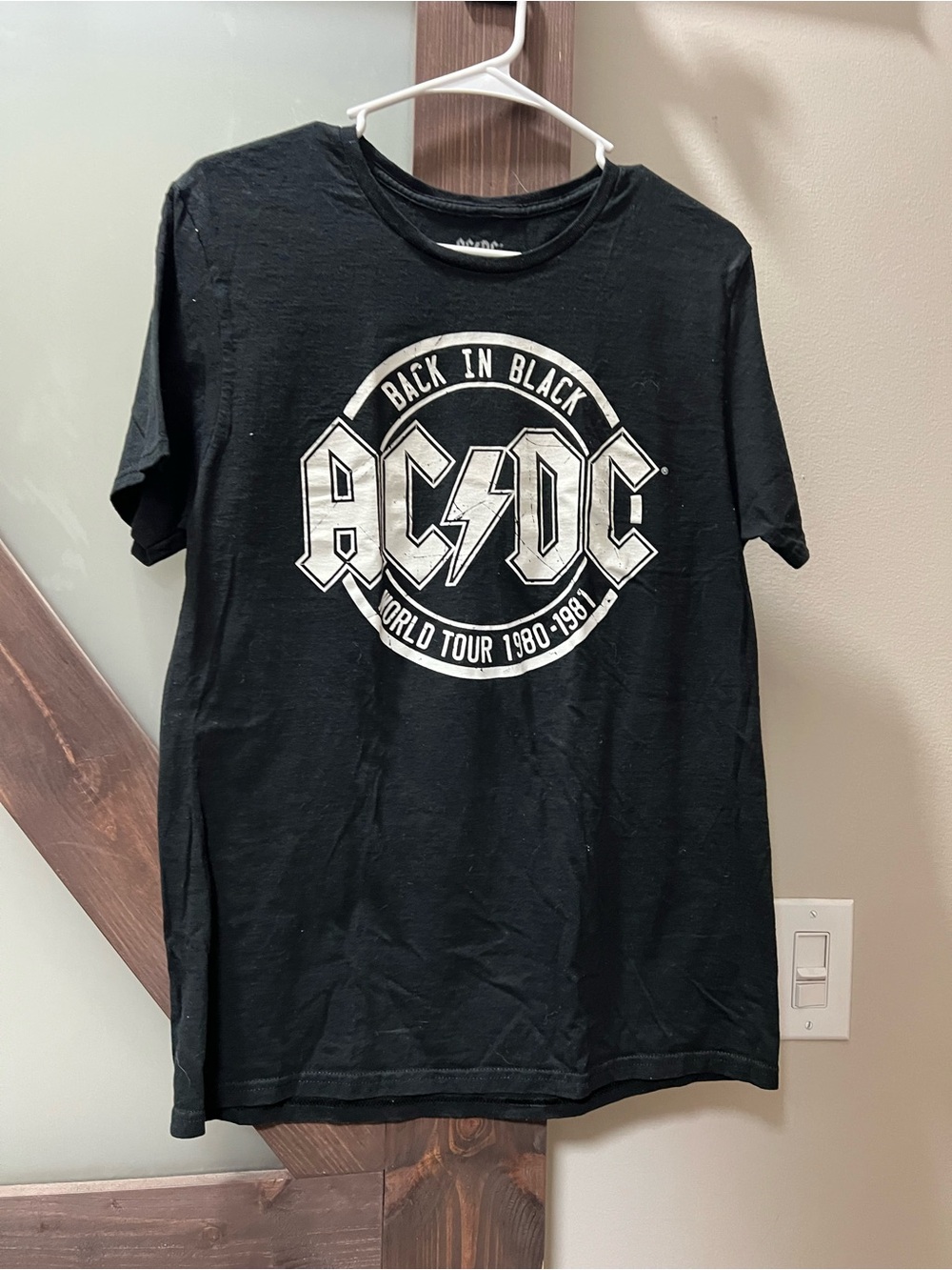 AC/DC Black Short-Sleeve Graphic Tee with White Logo